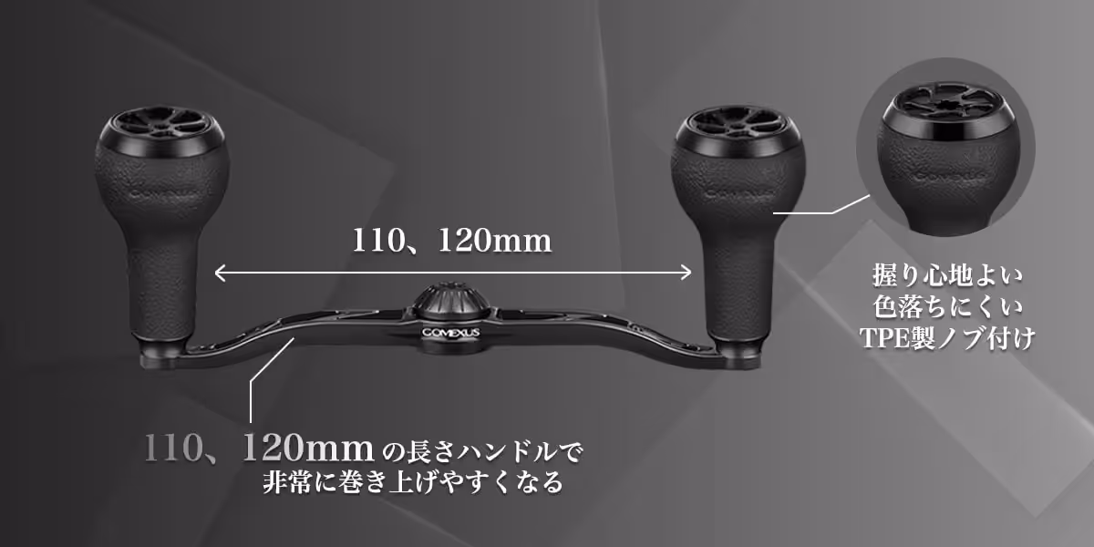 ゴメクサス ダブルハンドル　ベイト　ハンドル　滑りにくい 暑さや寒さに耐える 巻き上げやすくなる