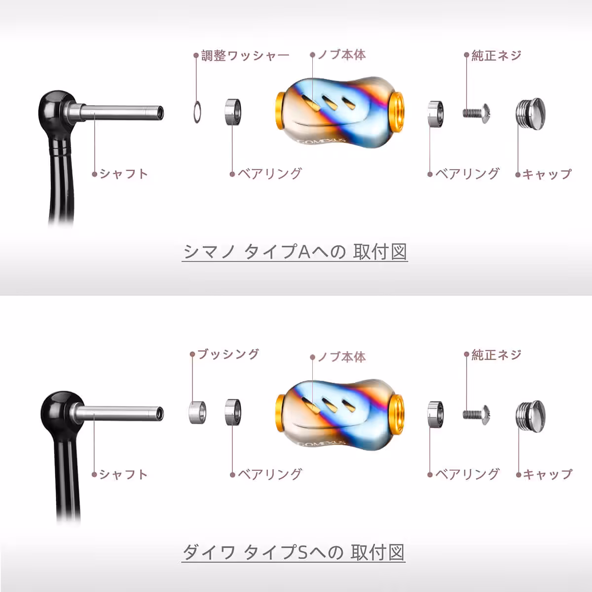 ゴメクサス　チタン製　ハンドルノブ　取り付け　手順